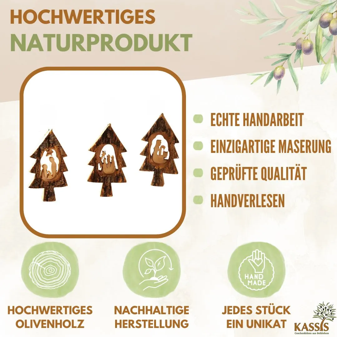 Kassis Krippen-Anhänger Olivenholz Tannenbaum Baumschmuck