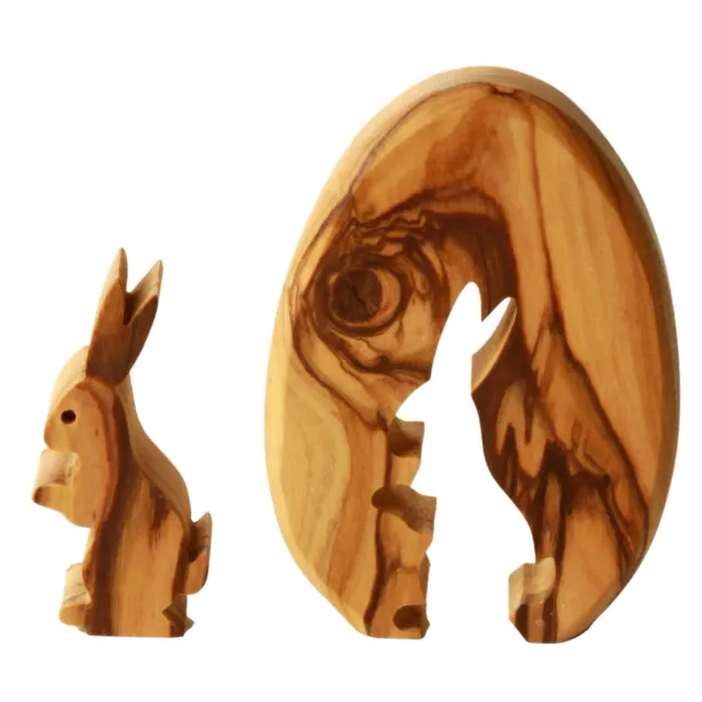 Kassis Geschenkartikel Osterhase im Ei Olivenholz Osterdeko