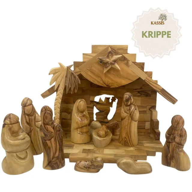 Kassis Weihnachtskrippe Olivenholz Set Figuren ohne Gesicht