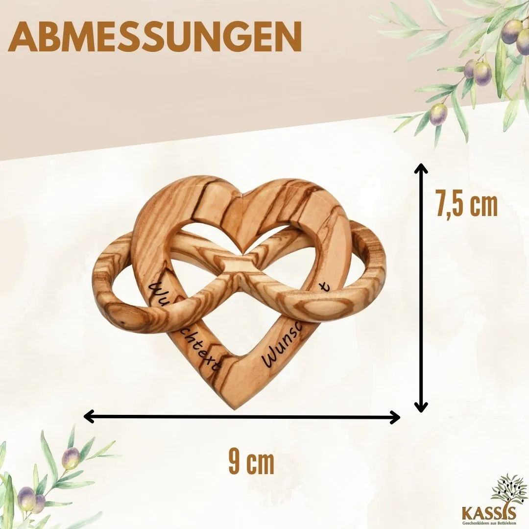 Kassis Geschenkartikel Herz Unendlichkeit 7,5 cm Olivenholz Deko