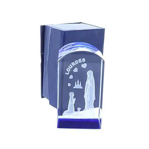 Palais du Rosaire Glasblock 3D-Lasergravur blau 8,5 cm