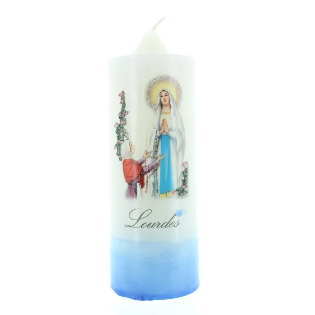 Palais du Rosaire Lourdes Weiße Kerze 6x15 cm Pflanzenwachs
