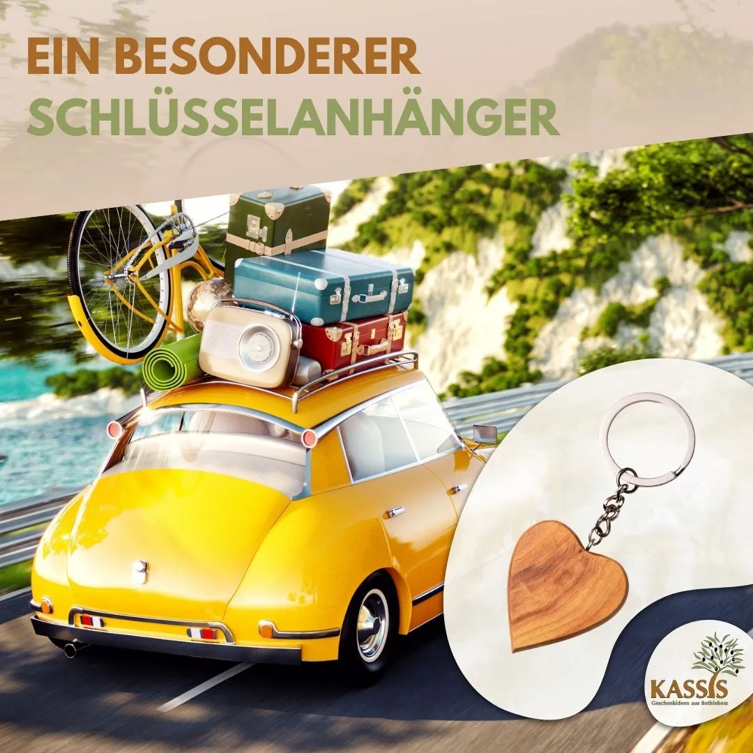 Kassis Geschenkartikel Herz Schlüsselanhänger Olivenholz