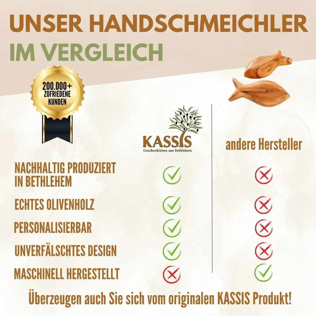 Kassis Geschenkartikel Fisch Handschmeichler Olivenholz 8cm