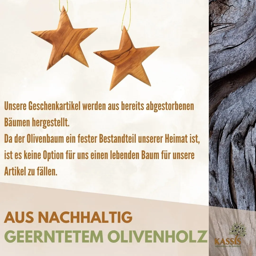 Kassis Stern Anhänger Olivenholz 8 cm Weihnachtsdeko