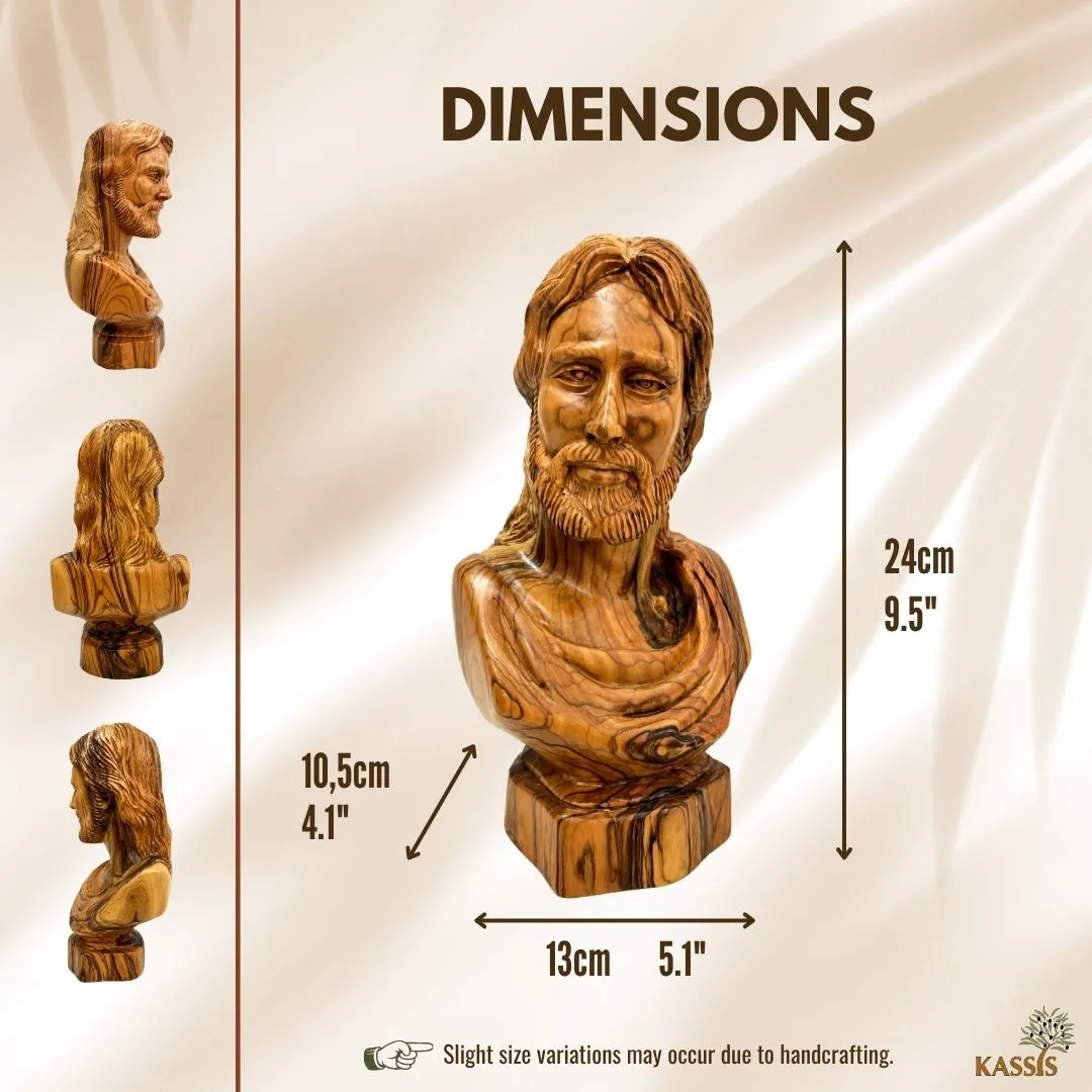 Kassis Jesus Christus Portrait Büste Olivenholz Skulptur