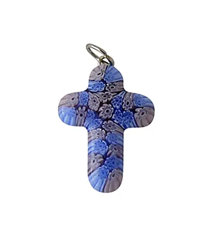 KVN Kreuz-Anhänger Murano-Glas ca. 3x2 cm blau