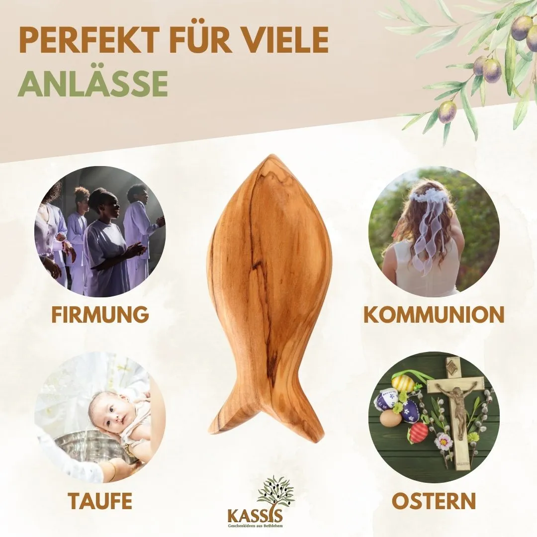 Kassis Geschenkartikel Fisch Handschmeichler Olivenholz 8cm