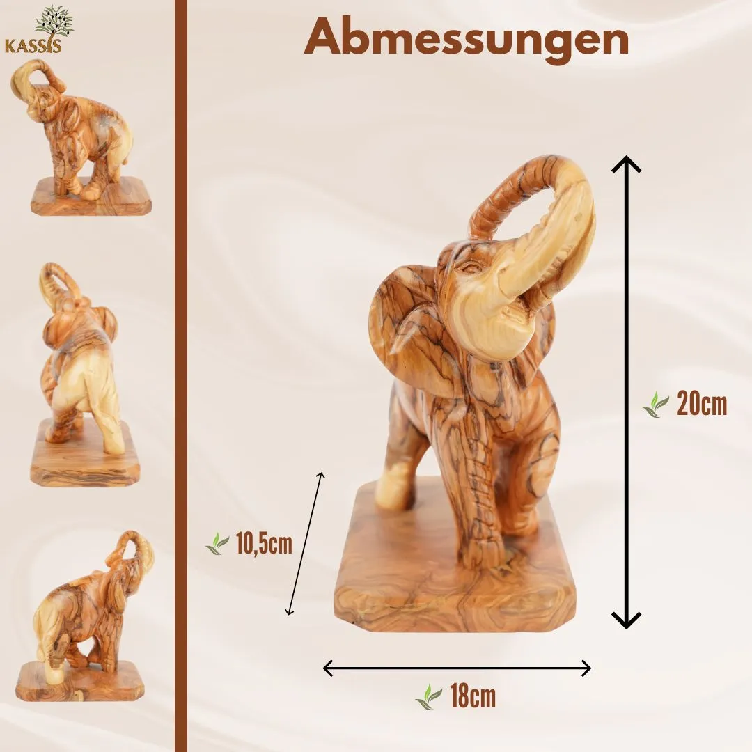Kassis Elefant Holzskulptur 20 cm Olivenholz Bethlehem
