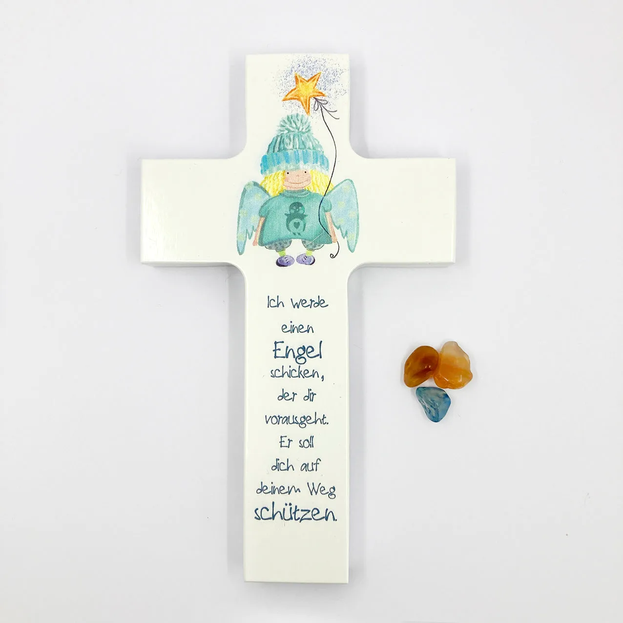 Scheichelbauer Kinderkreuz Holz weiß Engel Stern 15 cm