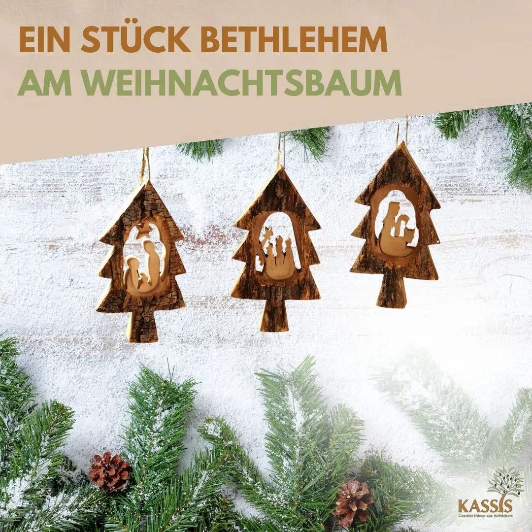 Kassis Krippen-Anhänger Olivenholz Tannenbaum Baumschmuck