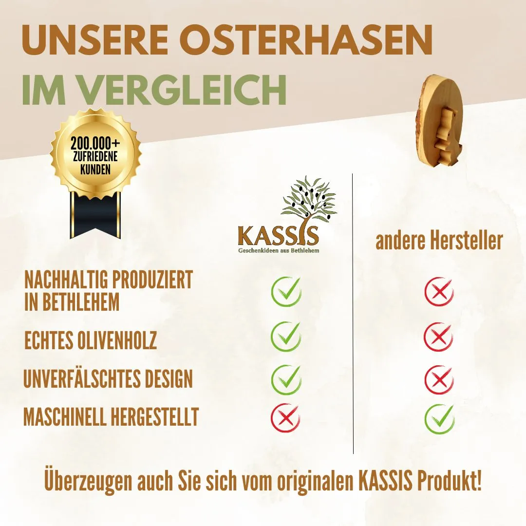 Kassis Osterhase im Ei Osterdeko Olivenholz mit Rinde