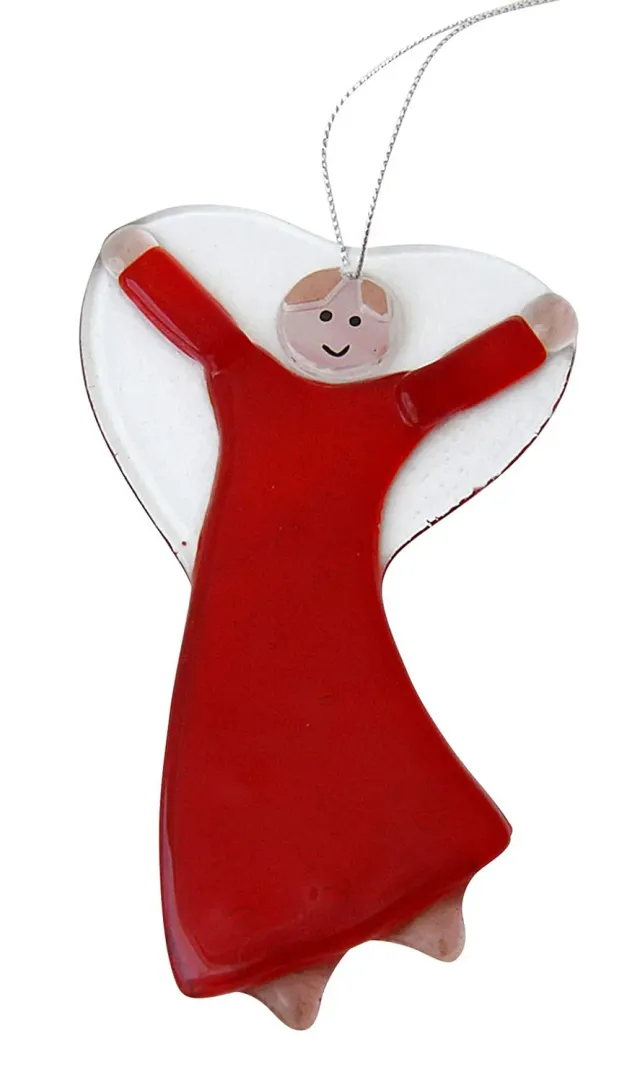 KVN Glas-Engel Anhänger 12cm rot Handarbeit