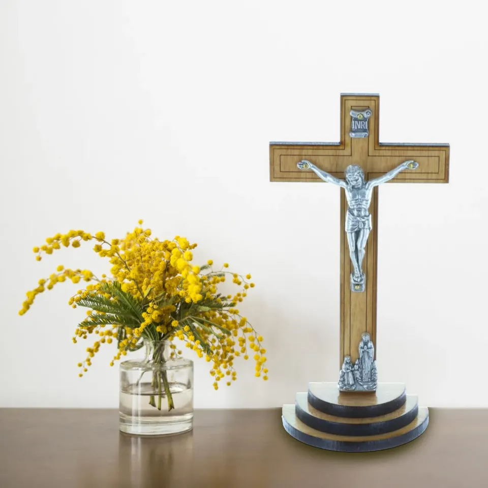 Palais du Rosaire Kruzifix Holz Silber Christus 13,5 cm