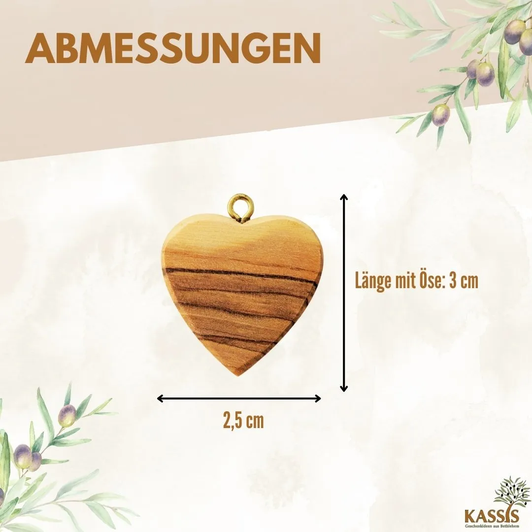 Kassis Geschenkartikel Herz Kettenanhänger Olivenholz