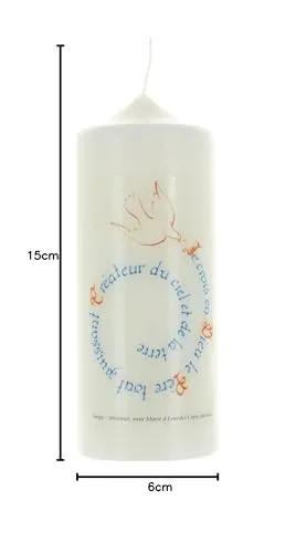 Palais du Rosaire Kerze weiß 15x6 cm religiöse Zitate