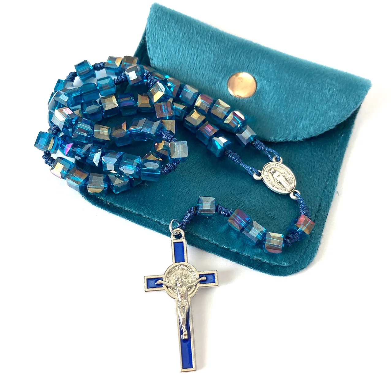 Rosenkränze Scheichelbauer Design-Unikat Glasperlen-Rosenkranz blau