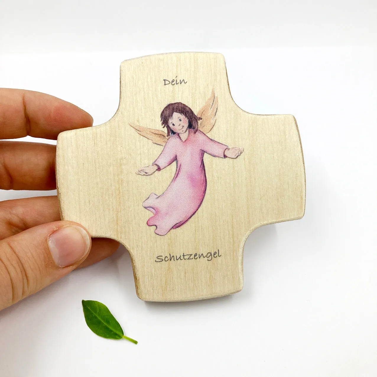 Rosenkranz-shop Dein Schutzengel Kinderkreuz Holz 9 cm