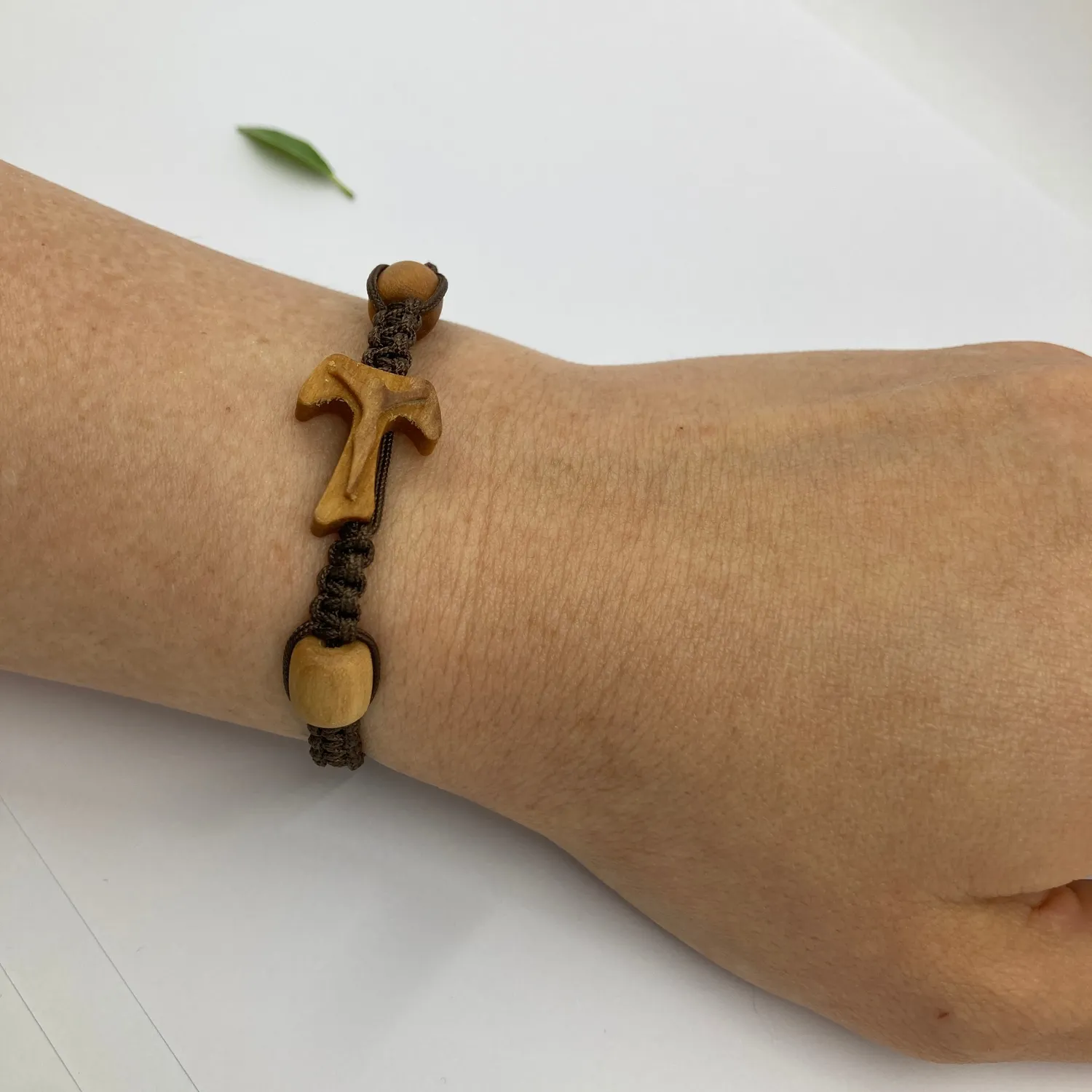Scheichelbauer Armband Tau-Kreuz Olivenholz geknüpft verstellbar