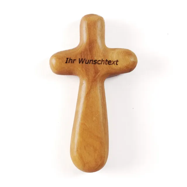 Kassis Geschenkartikel Handschmeichler Handkreuz Olivenholz Gravur