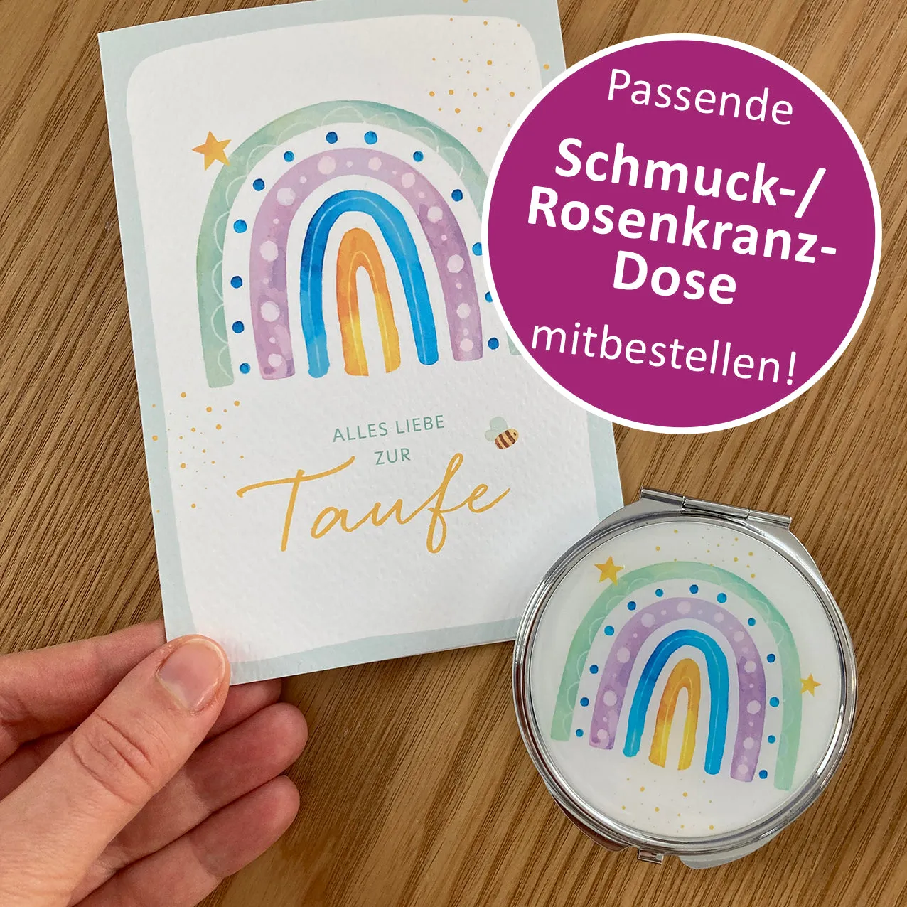Rosenkranz-Shop Regenbogen Glückwunschkarte Taufe