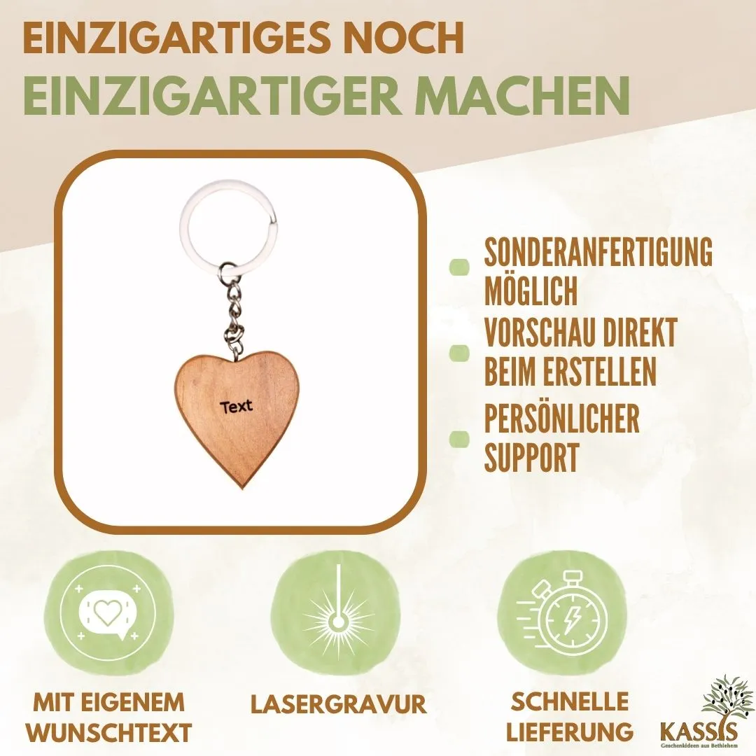 Kassis Geschenkartikel Herz Schlüsselanhänger Olivenholz
