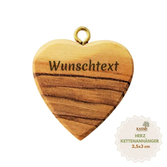 Kassis Geschenkartikel Herz Kettenanhänger Olivenholz