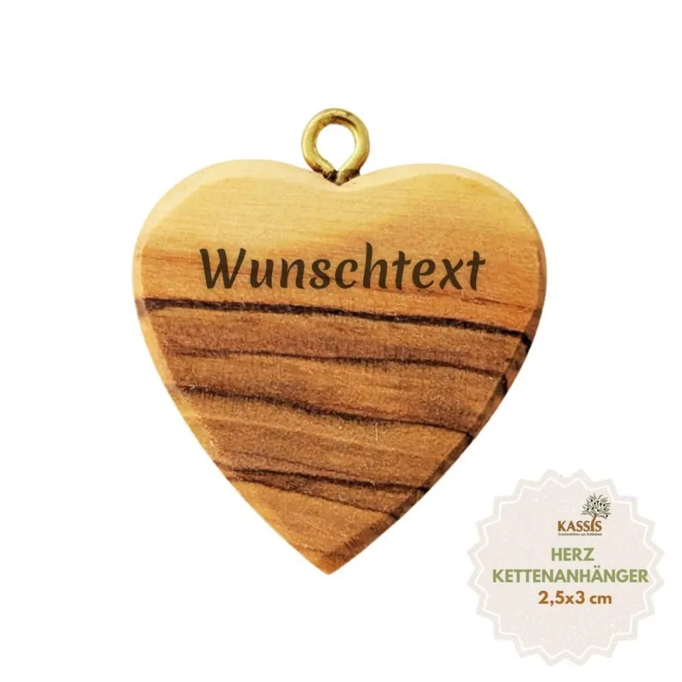 Kassis Geschenkartikel Herz Kettenanhänger Olivenholz