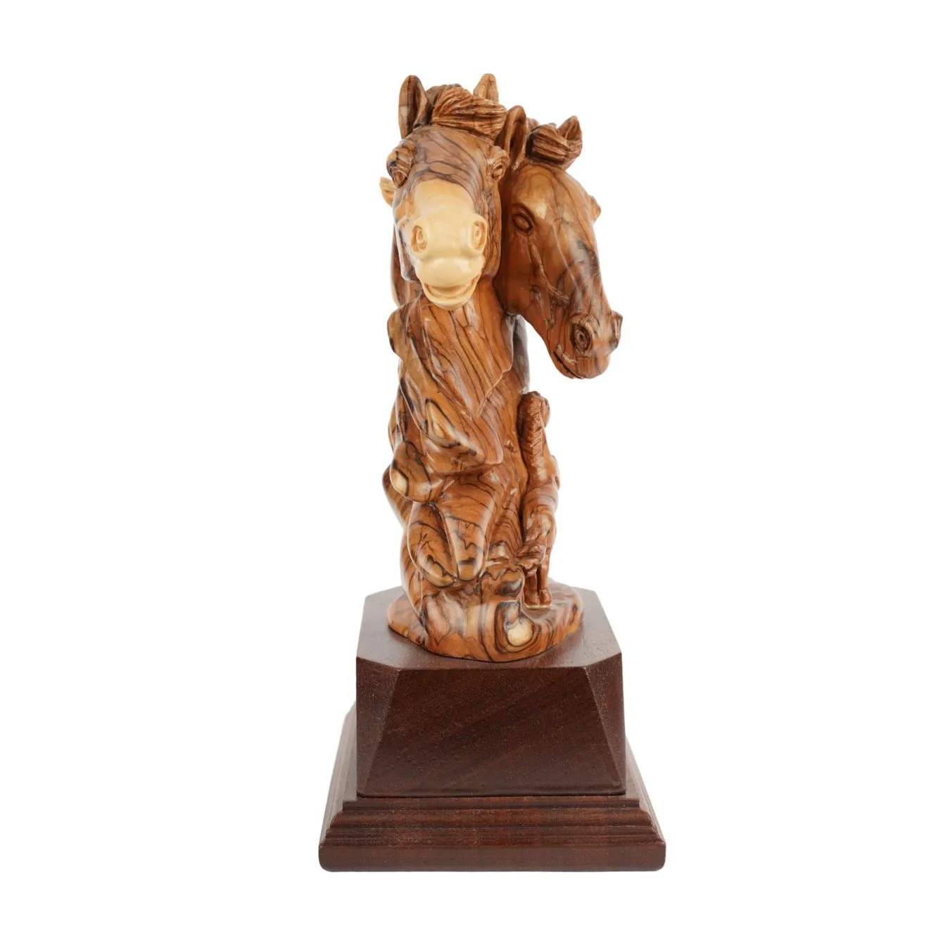 Kassis Geschenkartikel Pferde-Duo Skulptur Olivenholz 26 cm handgeschnitzt