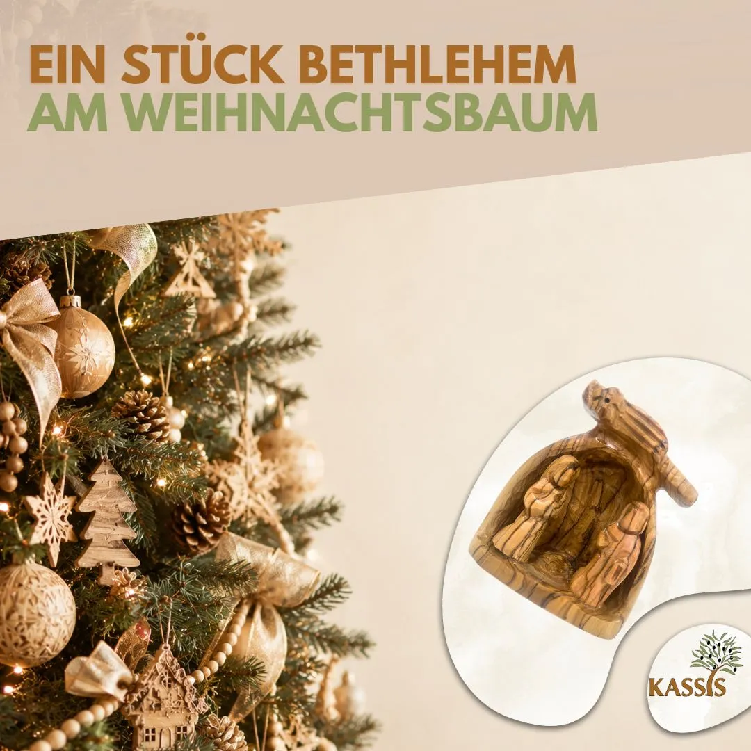 Kassis Geschenkartikel Weihnachtskrippe Olivenholz 10 cm