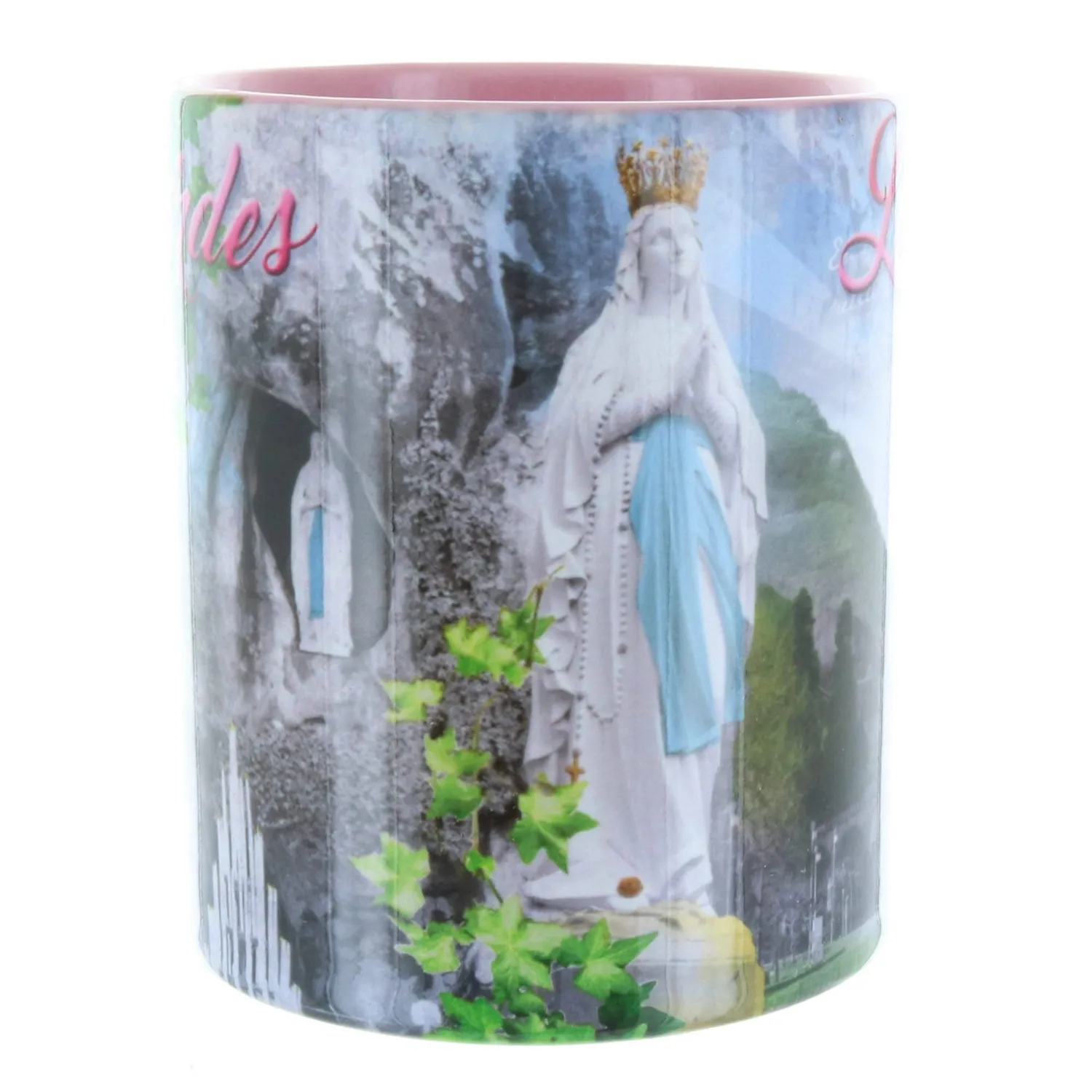 Palais du Rosaire Tasse Lourdes Keramik innen bunt Heiligtum