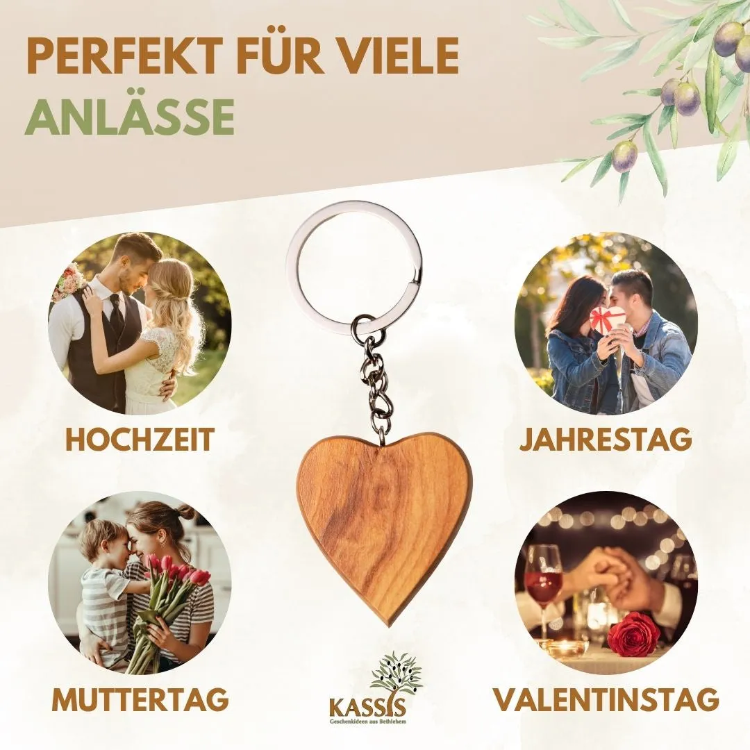 Kassis Geschenkartikel Herz Schlüsselanhänger Olivenholz