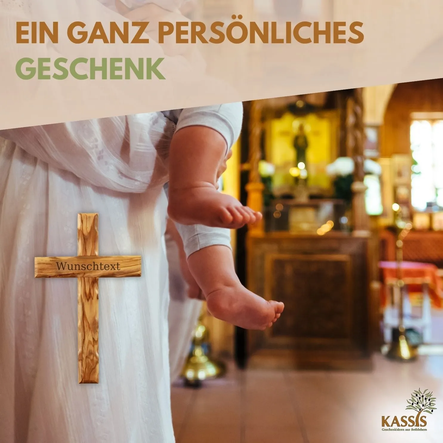 Kassis Kreuz Gewellt Olivenholz Wandkreuz Geburt