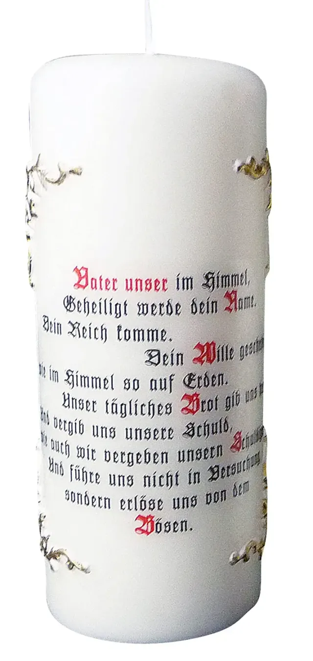 KVN Vater unser Tischkerze verziert 150/60 mm