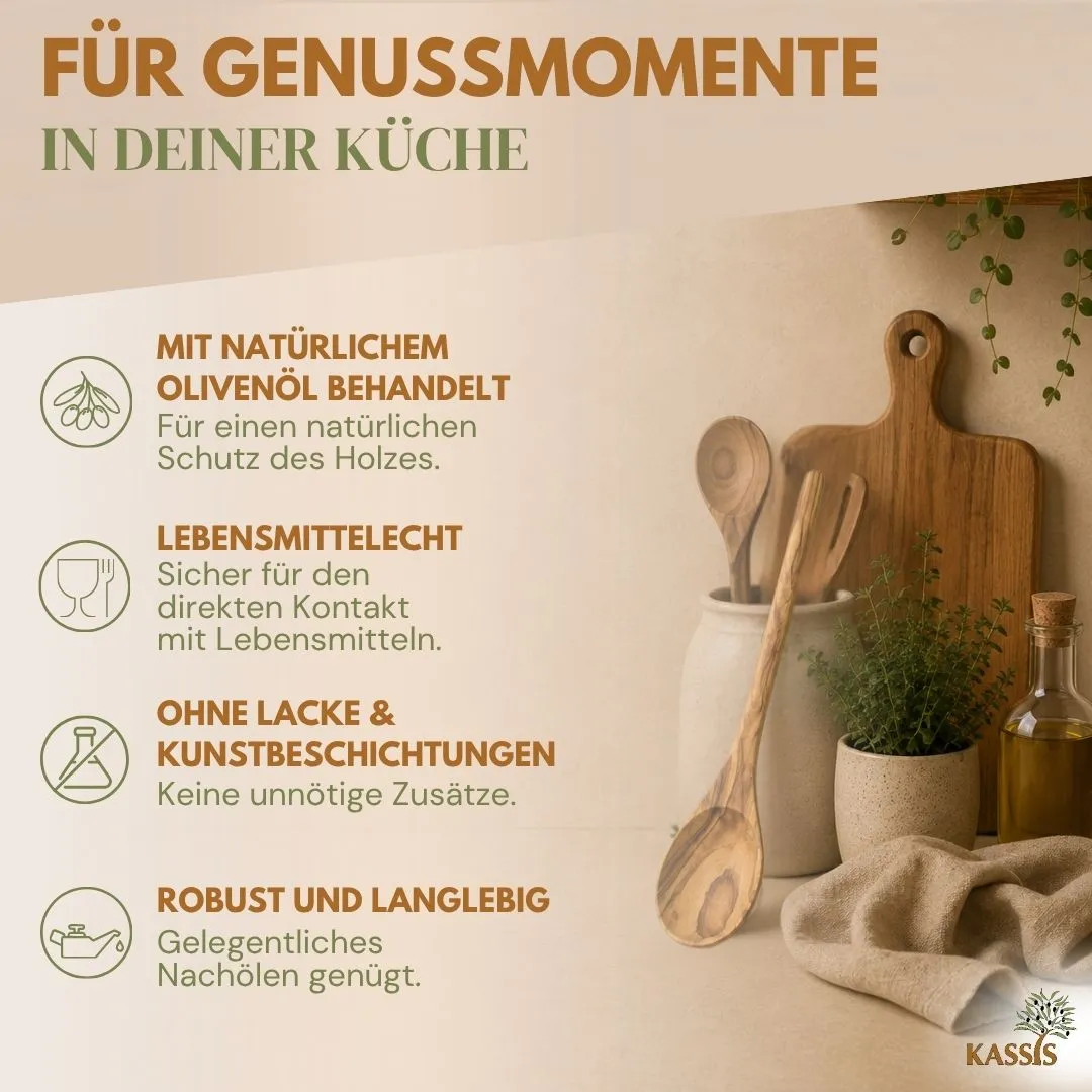Kassis Geschenkartikel Kochlöffel 31 cm Olivenholz massiv