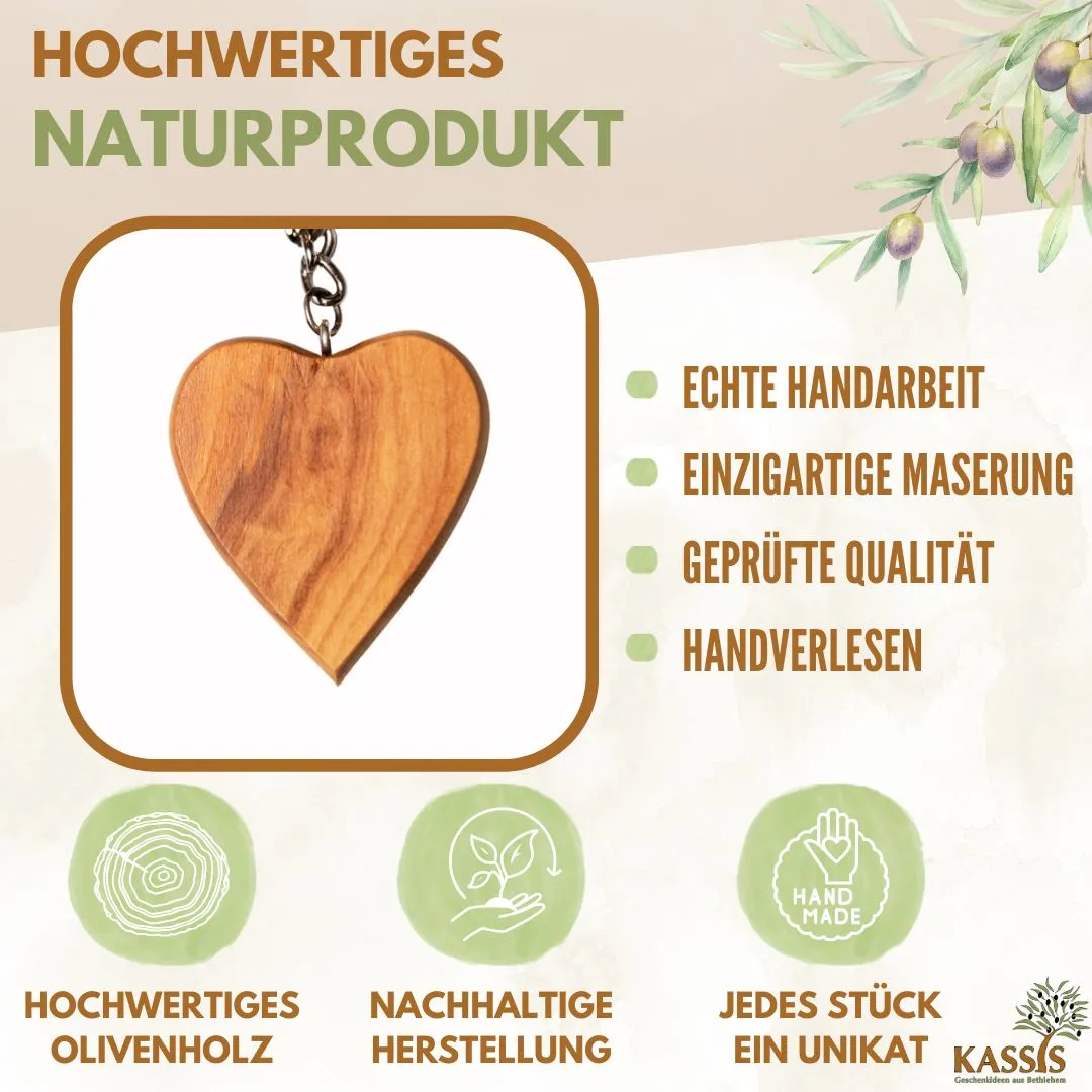 Kassis Geschenkartikel Herz Schlüsselanhänger Olivenholz