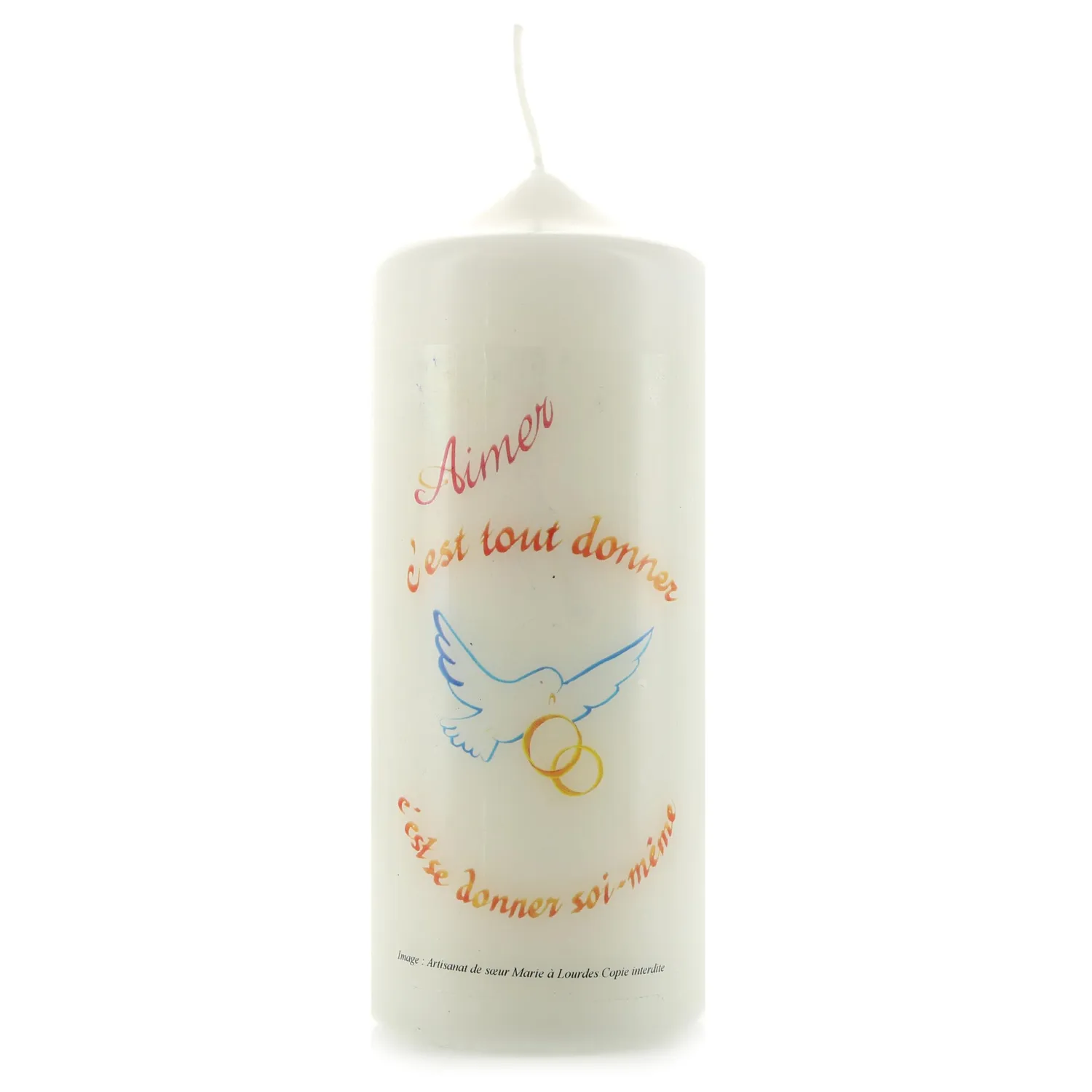 Palais du Rosaire Kerze weiß 15x6 cm religiöse Zitate