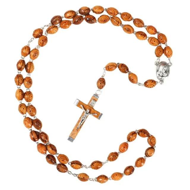 Kassis Geschenkartikel Rosenkranz Olivenholz 50 cm verziert