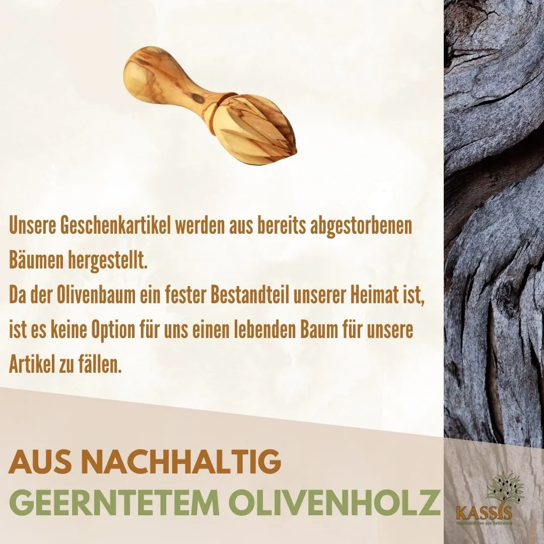 Kassis Geschenkartikel Zitronenpresse Olivenholz 14 cm 2. Wahl