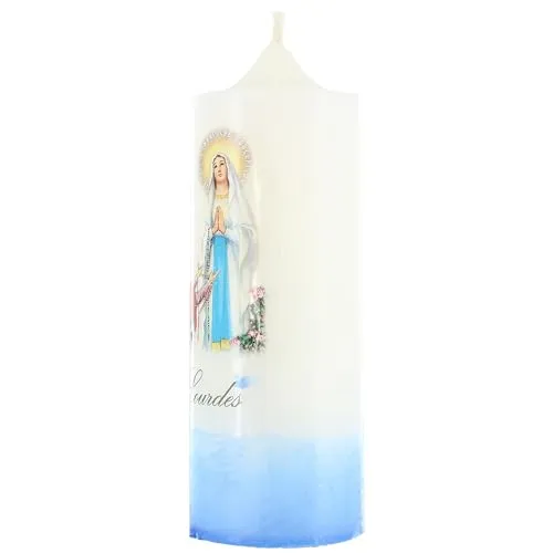 Palais du Rosaire Lourdes Weiße Kerze 6x15 cm Pflanzenwachs
