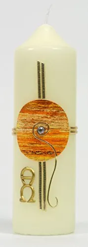 KVN MaMeMi Osterkerze Alpha Omega 165x50 orange Relief