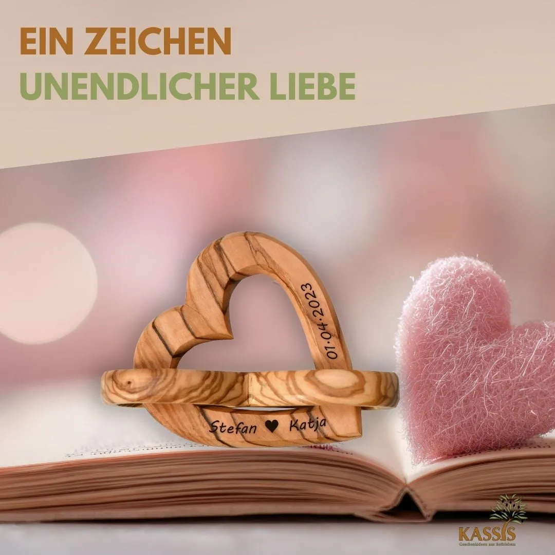 Kassis Geschenkartikel Herz Unendlichkeit 7,5 cm Olivenholz Deko