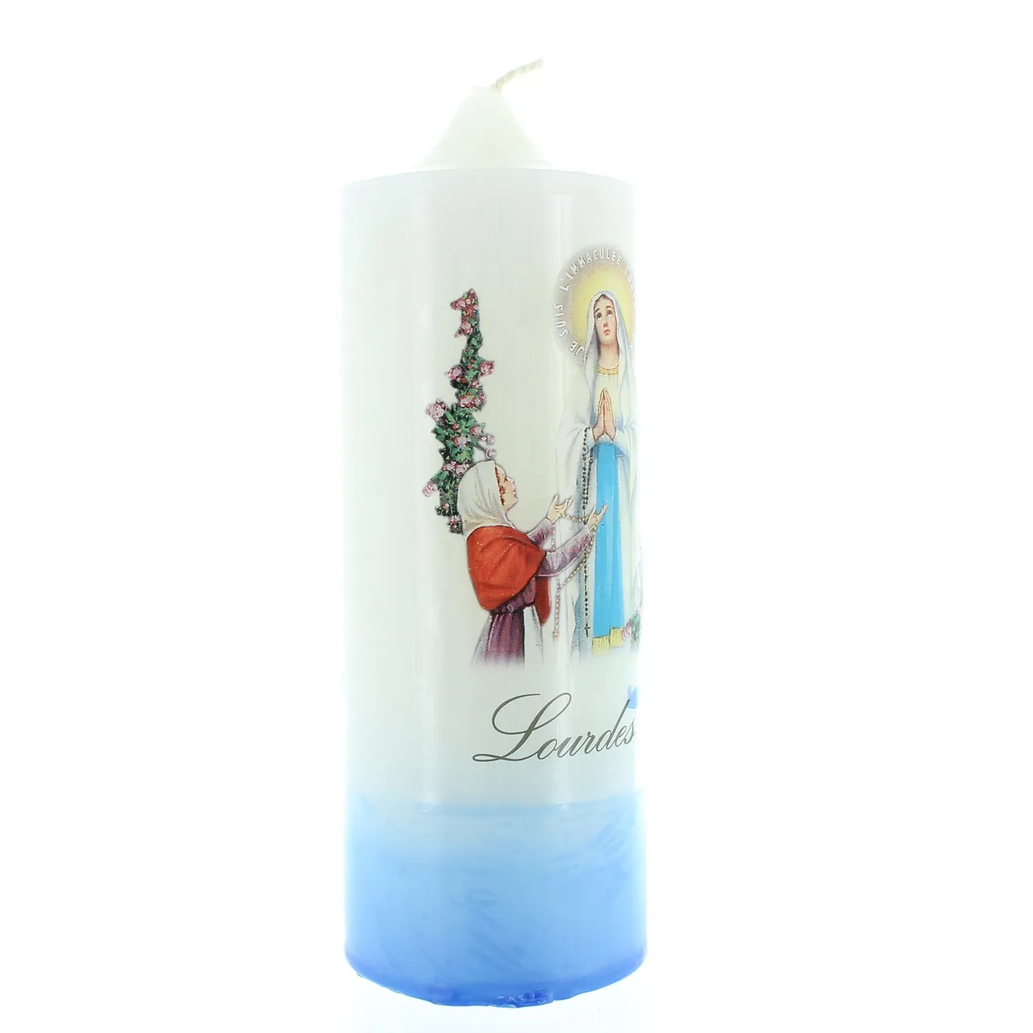 Palais du Rosaire Lourdes Weiße Kerze 6x15 cm Pflanzenwachs