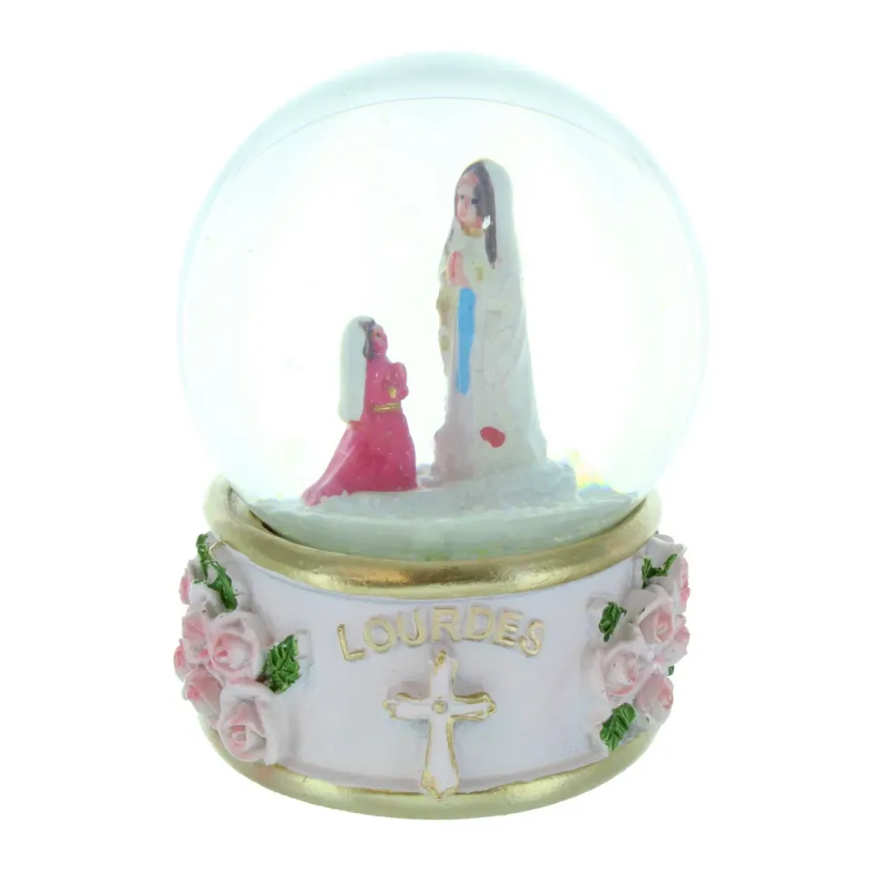 Palais du Rosaire Schneekugel Lourdes Erscheinung 9 cm