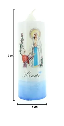Palais du Rosaire Lourdes Weiße Kerze 6x15 cm Pflanzenwachs