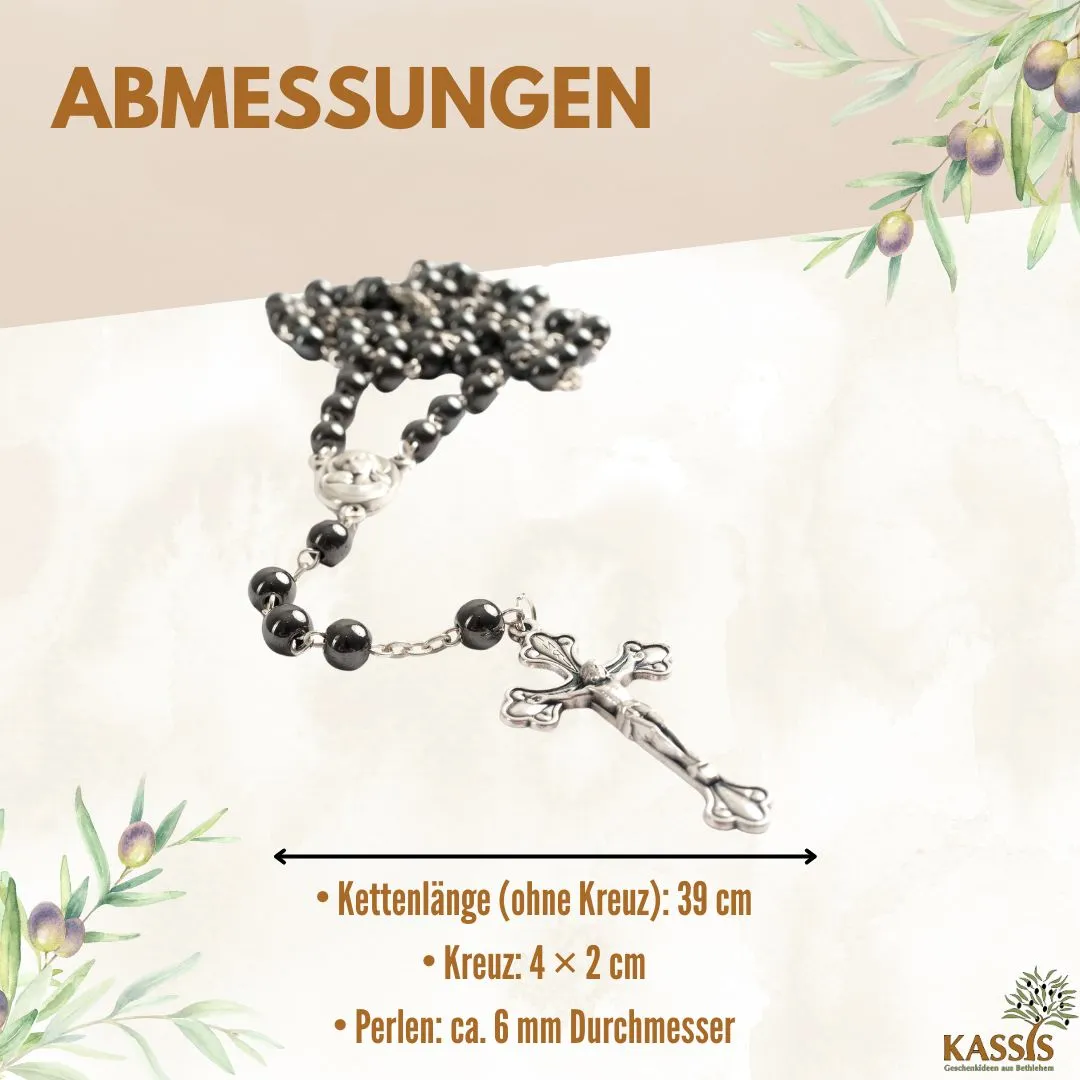 Kassis Geschenkartikel Rosenkranz Hämatitperlen 42 cm Gebetskette