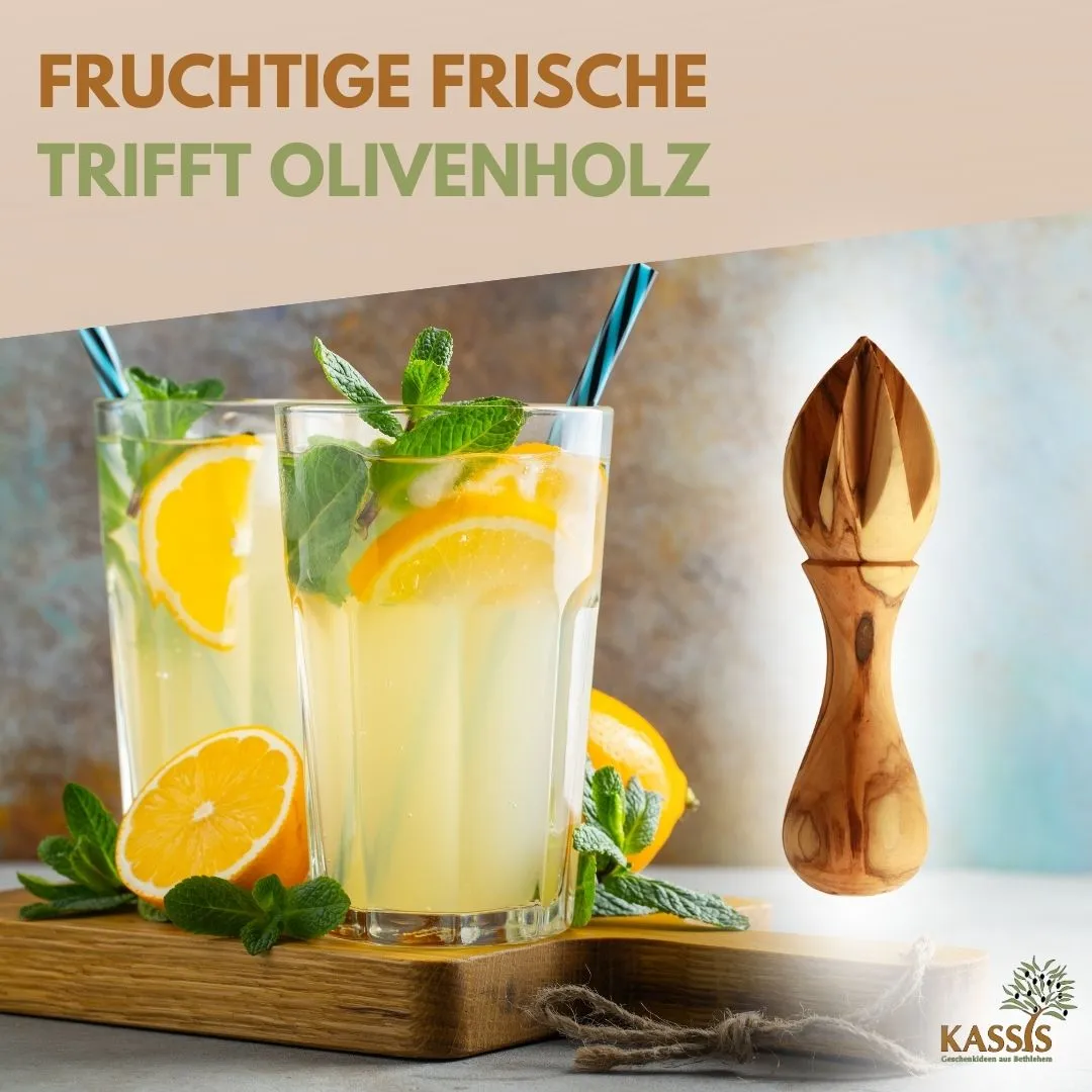 Kassis Geschenkartikel Zitronenpresse Olivenholz 14 cm 2. Wahl